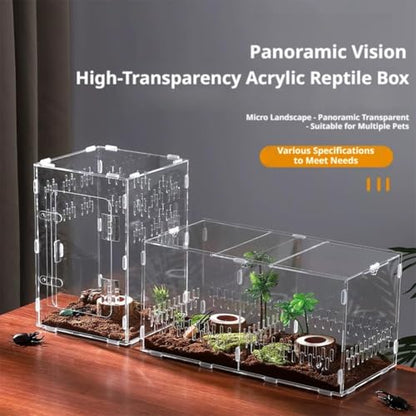  Acrylic Reptile Terrarium,Escape Proof Reptile Tank,Transparent Habitat with Ventilation Holes,for Tarantulas,Spiders,Lizards,Frogs - Easy Snap Assembly,Easy to Clean & Observe(25 * 15 * 15cm)