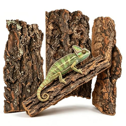 4PCS Reptile Cork Bark, Natural Cork Terrarium Background Reptile Climbing Mat Habitat Decor for Turtles, Lizards, Bearded Dragons, Chameleons