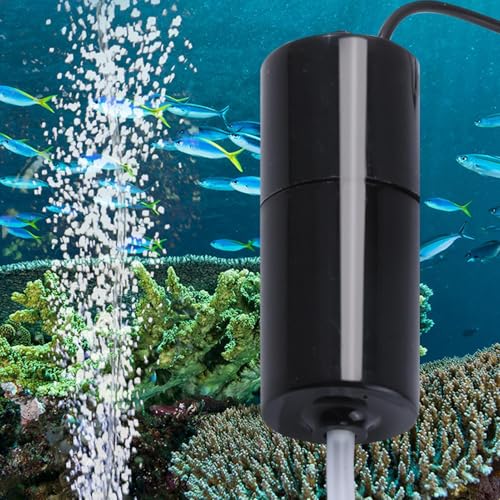 5V Water Pump - Battery-Operated Aquarium Pump with Uniform Air Bubble,5V USB Water Small Oxygenator for Small Fish Farming Fish Tank - color: Black