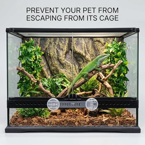 3 Pack Sliding Glass Door Lock Transparent, Adhesive No Drill Safety Lock for Reptile Terrarium Bearded Dragon Tank, Glass Display Case Showcase Cabinet Security Locks (Clear)