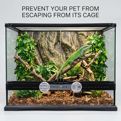 3 Pack Sliding Glass Door Lock Transparent, Adhesive No Drill Safety Lock for Reptile Terrarium Bearded Dragon Tank, Glass Display Case Showcase Cabinet Security Locks (Clear)