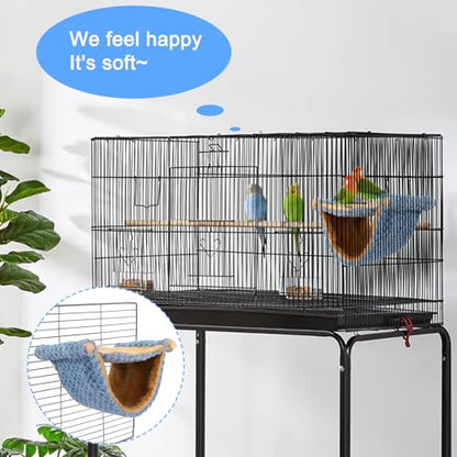 BWOGUE Winter Warm Bird Nest Bed Hanging Hammock Snuggle Hut Parrot House Tent Toy Bird Cage Perch for Parakeet Budgies Cockatiels Lovebird Cockatoo Finch Hamster Chinchilla Guinea Pig - color: Blue, size: Medium (9"x7.2")