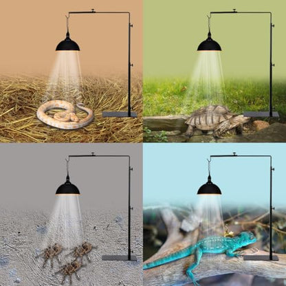 Reptile Heat Lamp Stand, Adjustable Metal Floor Light Bracket, Black