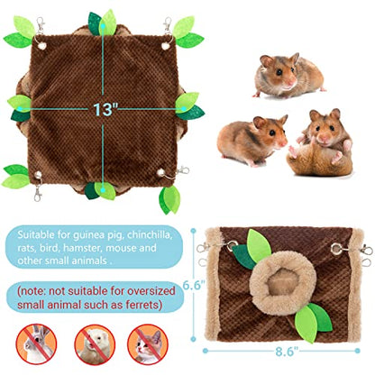 Small Animal Hammock - Hanging Hammock & Tunnel Hideout for Guinea Pig Hamster Parrot Rat Chinchilla - Warm Swing Plush Cage Bed Washable Pet Hammock - size: One Size