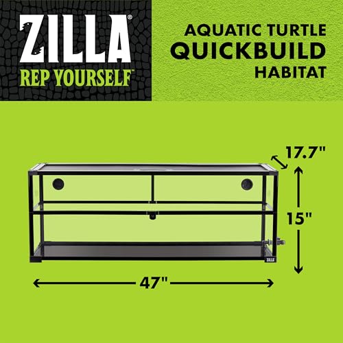 Zilla QuickBuild Aquatic Turtle 60 Gallon Size Holds 26 Gallons of Water Glass Terrarium Habitat, 47" x 15" x 18" - size: 47" x 15" x 18"