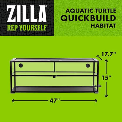 Zilla QuickBuild Aquatic Turtle 60 Gallon Size Holds 26 Gallons of Water Glass Terrarium Habitat, 47" x 15" x 18" - size: 47" x 15" x 18"