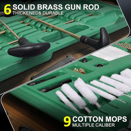 Gun Cleaning Kit, Handgun Shotgun Pistol Universal Cleaning Kit with All Brass High-end Brushes, Jags, Reinforced and Lengthened Rods
