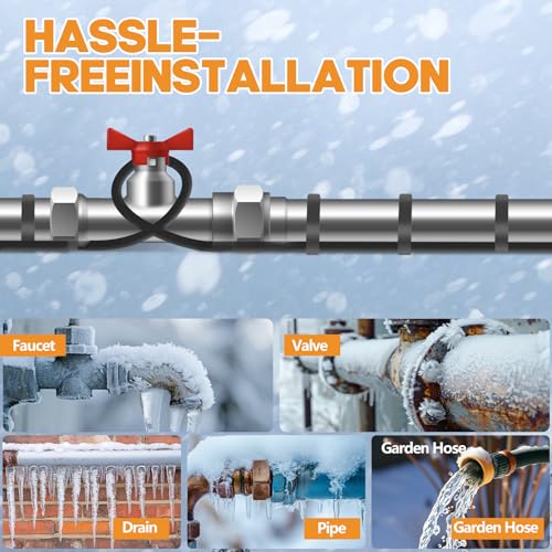 200FT(3FT~160FT) Water Pipe Heat Cable for Pipe Freeze Protection, Pipe Heating Cable for Metal And Plastic Home Pipes, Energy-Saving Heat Trace Cable Keeps Water Flowing, 120V 5W/ft - style: 200FT