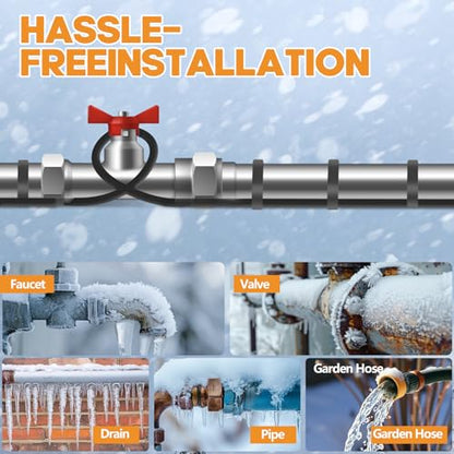 200FT(3FT~160FT) Water Pipe Heat Cable for Pipe Freeze Protection, Pipe Heating Cable for Metal And Plastic Home Pipes, Energy-Saving Heat Trace Cable Keeps Water Flowing, 120V 5W/ft - style: 200FT