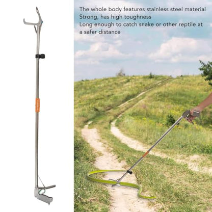 TOPINCN Professional Stainless Steel Snake Tong, 16.5oz Foldable Reptile Grabber with Self-Locking Handle, Premium Snake Handling Tool for Snake Farmers