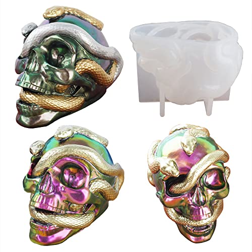 Silicone Skull Molds - 3D Snake & Skeleton Skull Decor for Epoxy Resin DIY Art Craft Candle Making