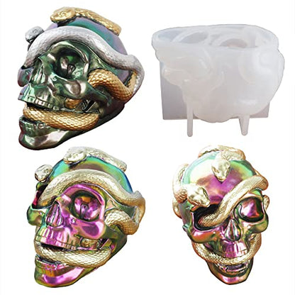 Silicone Skull Molds - 3D Snake & Skeleton Skull Decor for Epoxy Resin DIY Art Craft Candle Making