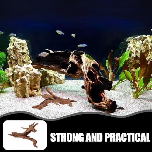 POPETPOP Natural Dead Wood Aquarium Decor Fish Tank Dead Wood Craft with Stable Wide Base 9.84 X 5.90 X 4.72 in Driftwood Ornament for Aquarium Reptile Tank Home and Study