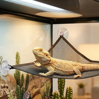 2PCS Bearded Dragon Hammock, Reptile Hammock Vertical Space Utilization in Terrariums, Snake Hammock Multi-Species Habitat Sharing, Basking Area Maintenance, Medium Size and Rectangle Shape