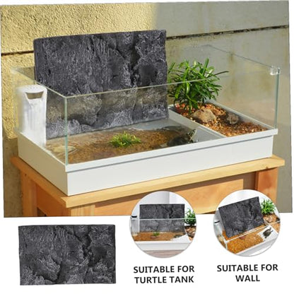 3D PU Material Reptile Tank Background Board Natural Stone Effect Decor for Tortoise Gecko Lizard Sturdy and Realistic Backdrop for Reptile Enclosure