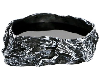 Reptile Feeding Dish Bowl,Reptile Rock Food/Water Dish for Reptiles,Amphibians,Bearded Dragon,Lizard,Frog,Gecko,Tortoise,Hermit Crab and Other Little Critters,Made from Premium Resin(Large Size)