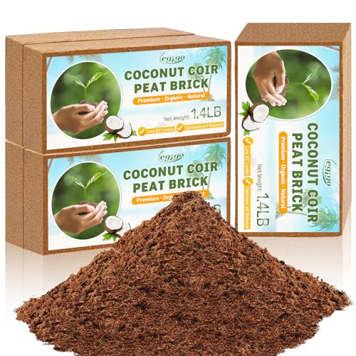 Legigo Pack of 5 Organic Coco Coir Bricks- 100% Natural Compressed Coco Peat Brick Coconut Fiber Substrate with Low EC& pH Balance, Coir Plant Soil Enhance Root Growth for Herbs, Flowers, House Plants - color: Pack of 5