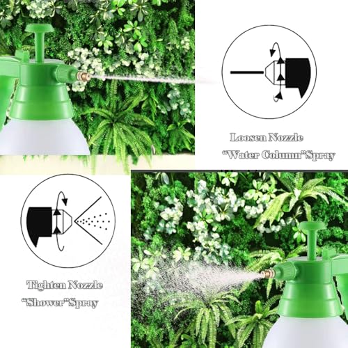 1/2 Gallon Handheld Pump Sprayer, 2 Pack Garden Pressure Sprayer with Adjustable Brass Nozzle, Multi-Purpose 75 Oz Water Spray Bottle Ideal for Watering, Fertilizing, Cleaning (White-2L) - color: White-2L