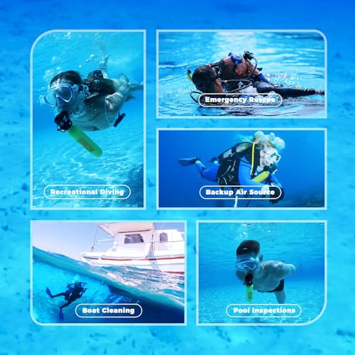 SMACO Mini Scuba Tank 0.5L Portable Small Diving Tank for Underwater Breathing Reusable Diving Cylinder Lung Air Tank for Emergency Rescue Boat Cleaning Backup Air Source Pony Bottle S300 - color: A GREEN