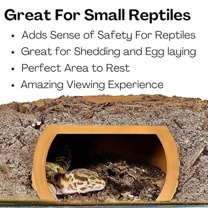 Reptile Underground Cave Viewing Hide | Hognose Snake Leopard Gecko Hide Habitat Tank Enrichment | Reptile Decoration Accessories Supplies Toys Ornaments