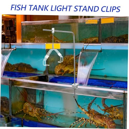 INOOMP Aquarium Light Mounting Bracket 2 Pack Adjustable Reptile Lamp Fixing Clip for Terrariums Glass Tank Light Hanger with Secure Grip Precise Angle Adjustment Easy Install