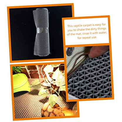 Happyyami Reptile Carpet Mat Tortoise Bedding Reusable Snake Bedding Gecko Tank Accessories Reptile Liner - color: Dark Grey