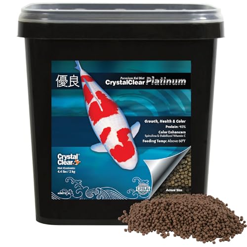 CrystalClear Platinum Fish Food Floating 3mm Pellets, 4.4 lbs | For Koi & Goldfish, premium nutrition to boost growth, color, and wellness in backyard ponds & water gardens - size: 4.4 Pound (Pack of 1)