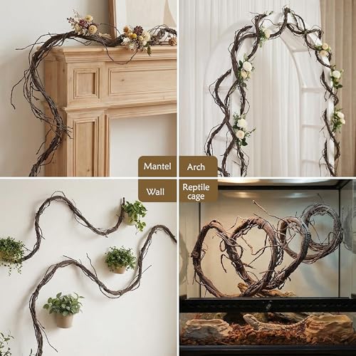 118" Bendable Artificial Grapevines Garland Tree Branches(L) | Flexible Large Creepy Fake Reptile Plants Twigs Cherry Blossom Wall Hanging Trunk Vines Archway Halloween Jungle Decoration - size: Large
