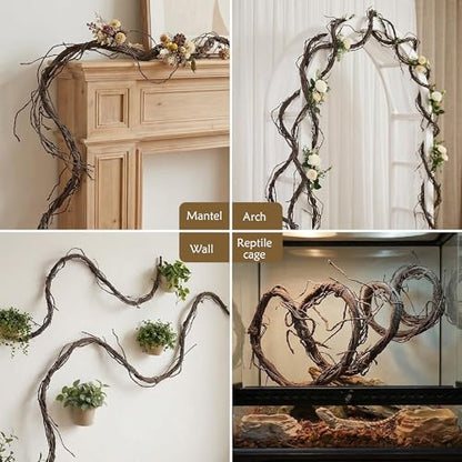 118" Bendable Artificial Grapevines Garland Tree Branches(L) | Flexible Large Creepy Fake Reptile Plants Twigs Cherry Blossom Wall Hanging Trunk Vines Archway Halloween Jungle Decoration - size: Large