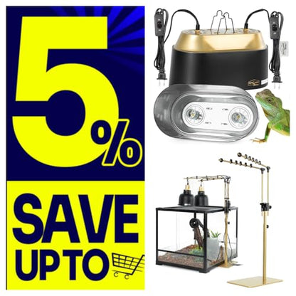 Dual Reptile Light Fixture with Dual Lamp Stand