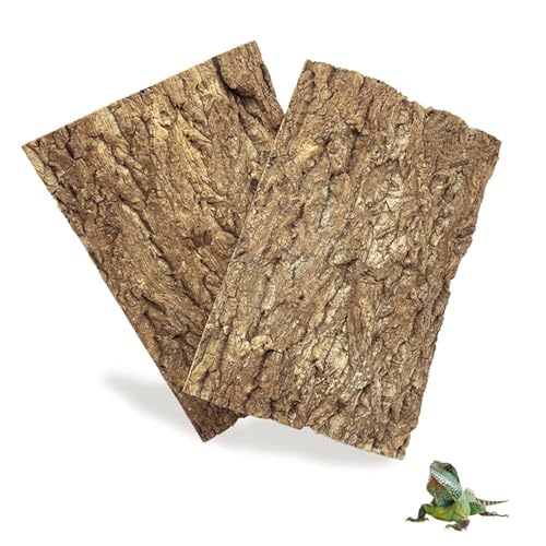 BNOSDM 2PCS Cork Bark Background,11.8" x 7.9" Natural Reptile Terrarium Backdrop, Lizard Climbing Wall Decor for Bearded Dragon Leopard Gecko Snake Chameleon