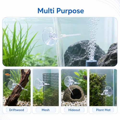 JJUNW 40 Pcs Aquarium Suction Cups, Fish Tank Suction Cups with Zip Ties, Adjustable Cables Set Fish Tank Tools for Holding Airline Tubing Decorations Shrimp Nests and Reptile Hammocks