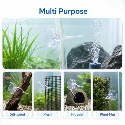 JJUNW 40 Pcs Aquarium Suction Cups, Fish Tank Suction Cups with Zip Ties, Adjustable Cables Set Fish Tank Tools for Holding Airline Tubing Decorations Shrimp Nests and Reptile Hammocks