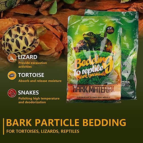 flexman 1Bag Reptile Bark Chips, 650g Forest Terrain Bark Fine Chips Bedding Brick for Lizards Tortoises Snakes Geckos Frogs (Brown) - size: Large particles