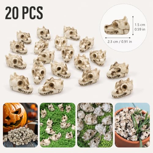 20PCS Miniature Dragon Skull Ornaments for Aquarium Decorations, Tiny Dinosaur Bones for Succulent Plant Pots, Gothic Fairy Garden Terrarium Kit