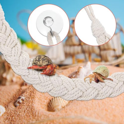2PCS Hermit Crab Climbing Toys Hermit Crab Accessories Climbing Rope with 4 Hooks Hermit Crabs Habitat Decor for Leopard Gecko Lizards Geckos Snakes Tree Frog
