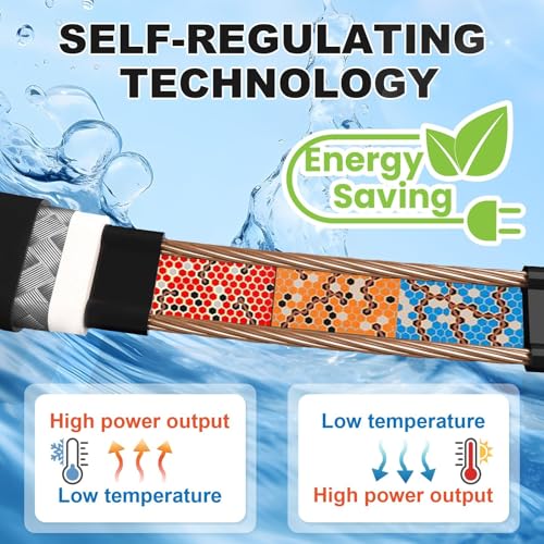 MAXKOSKO Self Regulating Heating Cable from Inside the Pipe, CSA Certified Freeze Protection for Water Supply Pipes, Suitable for Jet Pump and Submersible Pump Applications, 15Ft 120V