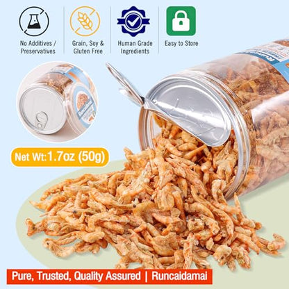 Antarctic Krill Oil Omega-3 Freeze Dried Treats for Cats, Dogs, Turtles & Fish – Premium Aquatic Turtle Food, Healthy Freeze Dried Cat Snacks, Natural Fish Food, 1.7oz