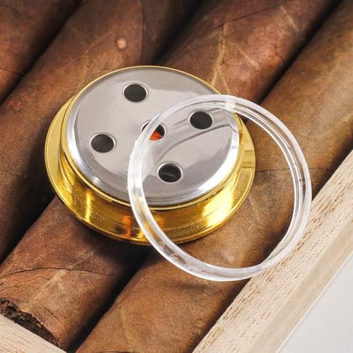 Golden Upgraded Mini 38mm Round Glass Analog Hygrometer Suitable for Humidors Guitar Violin, Thermometer with Probe Thermometers and Weather Instruments Temperature Reading Thermometer