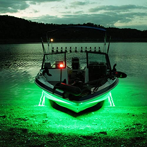 Boat Lights, Green LED Light Strip Underwater 12 Volt IP68 Waterproof Outdoor Lighting Products Boat Accessories Navigation Boat Lights Bow and Stern Led for Pontoon Kayak Pool Fish Marine... - color: Green