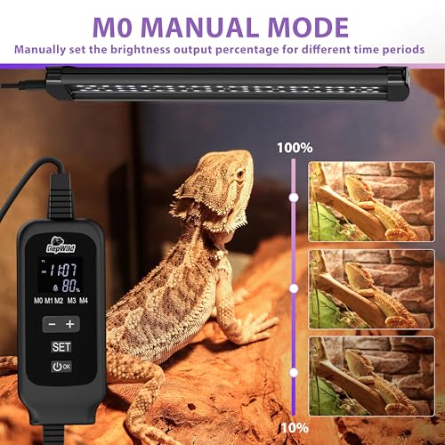 12W LED UVB Light for Reptiles, Full Spectrum Lighting with Dimming Controller, UVB Light Bar for Bearded Dragons, Snakes, Turtles, Gecko - size: 16 INCH