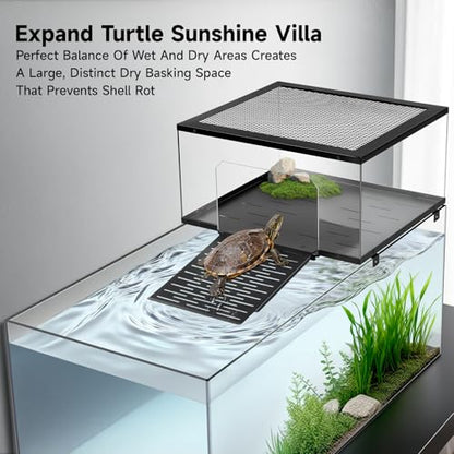Turtle Basking Platform & Dock, Stainless Steel Ramp with Non-Slip Surface, Fits 18-20 Inches Wide Aquariums, for Aquatic Turtles, Reptiles & Amphibians,Turtle Basking Platform