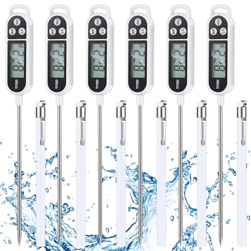 Copkim Meat Food Thermometer Food with Probe Water Liquid Instant Read Digital Thermometer Kitchen Cooking Supplies for Cooking BBQ Milk Yogurt(White) - color: White
