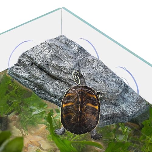 LIYAOLI Turtle Basking Platform with Suction Cups,Floating Dock for Aquatic Turtles Tank,Basking Rock Resting Terrace for Terrapins, Frogs,Tortoises - Aquarium Tank Accessories Decoration (Grey) - color: Gray