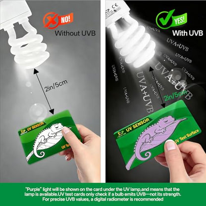 UVB Reptile Light 5.0: 26W Tropical & Subtropical UVA UVB Reptile Light Bulb, UVB Light for Reptiles Compact Fluorescent Terrarium Lamp,UVB Bulb for Chameleon Turtle Gecko Include UV Sensor Card - size: 6.5INCH-5.0
