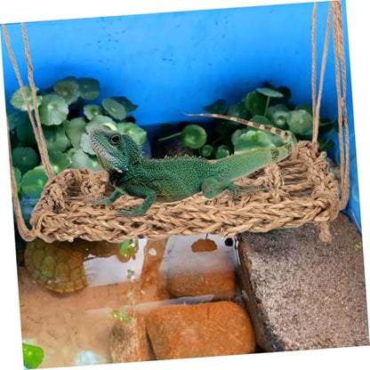 Toyvian Reptile Hammock Woven Swing for Bearded Dragons Durable Straw Design Easy to Install Hanging Bed for Lizards and Pets Versatile Habitat Accessory