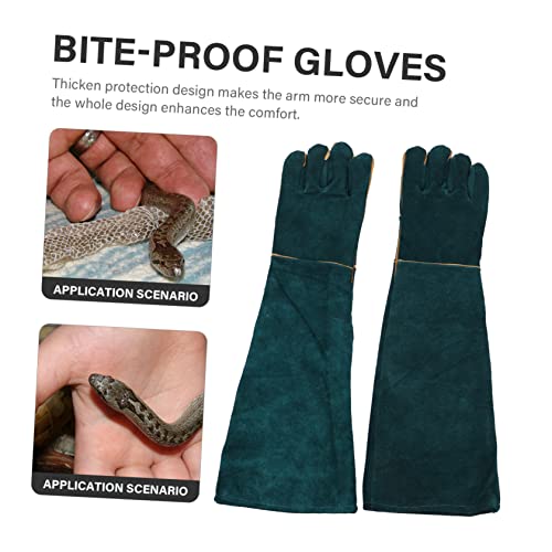 Abaodam 2pcs Pet Feeding Cowhide Gloves Reptile Pet Bite Resistant Protective Gloves for Dogs