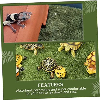 Yardwe Turtle Tank Decorations Reptile Decor Snake Habitat Mat Fake Lawn Mat Reptile Heat Pad Washable