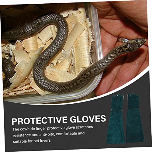 Abaodam 2pcs Pet Feeding Cowhide Gloves Reptile Pet Bite Resistant Protective Gloves for Dogs