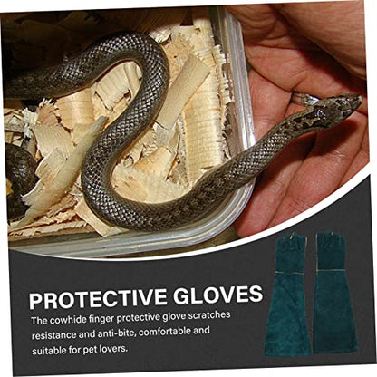 Abaodam 2pcs Pet Feeding Cowhide Gloves Reptile Pet Bite Resistant Protective Gloves for Dogs